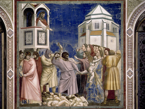"Der bethlehemitische Kindermord" (um 1303/05), Fresko von Giotto di Bondone aus dem Zyklus mit Szenen aus dem Leben Mariae und Christi in der Arenakapelle in Padua.